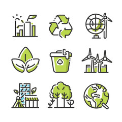 eco-friendly line icon vector set