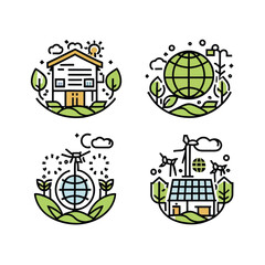 eco-friendly line icon vector set