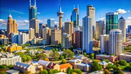 Obraz premium Tilt-Shift Sydney Highrise Architecture: Modern Cityscape Panorama