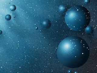Abstract Geometric Illustration of Blue Spheres in Different Sizes