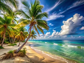 Obraz premium Tropical Oceanfront Relaxation: Sun-Kissed Beach Serenity