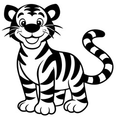 Tiger Silhouette On White Background