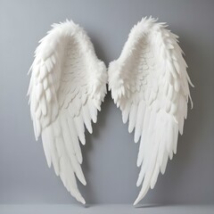 A pair of large, fluffy white angel wings