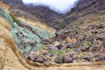 Rainbow colored rock formation 