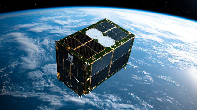 Cubesat, small satellite, on Earth orbit
