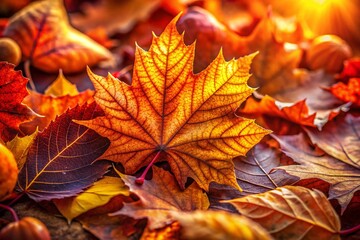 Autumn Leaves Background: Thanksgiving Macro Photography - Orange & Brown Hues
