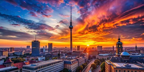 Fototapeta premium Berlin Panorama Silhouette: Urban Exploration at Sunset - Cityscape Banner Design