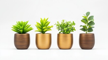 Fototapeta premium Minimalist Brushed Gold European Vase on White