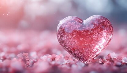 Obraz premium Heart Shaped Glass Object Happy Valentine Day