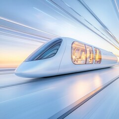 Obraz premium Futuristic High Speed Train Modern Transportation Travel Concept