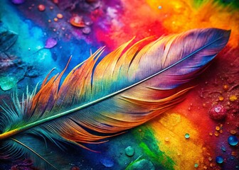 Obraz premium Vibrant Abstract Feather Texture: Colorful Painted Background Stock Photo