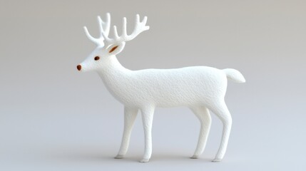 Adorable White Felt Deer Ornament  Christmas Decoration  Winter Animal  Festive Figurine