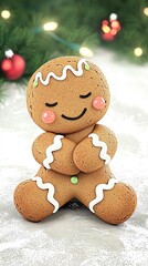 Adorable Christmas Gingerbread Man Cookie  Festive Holiday Treat  Winter Dessert
