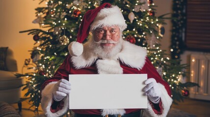 Naklejka premium santa claus with a blank sign