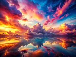 Fototapeta premium Vibrant Colorful Sky Double Exposure: Dreamy Cloudscape