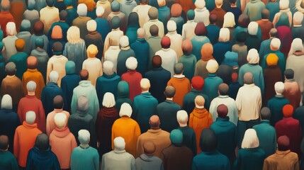 Obraz premium crowd, bustling people, busy street, large gathering, urban scene