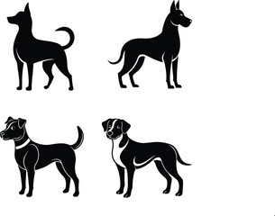 set of dogs silhouettes