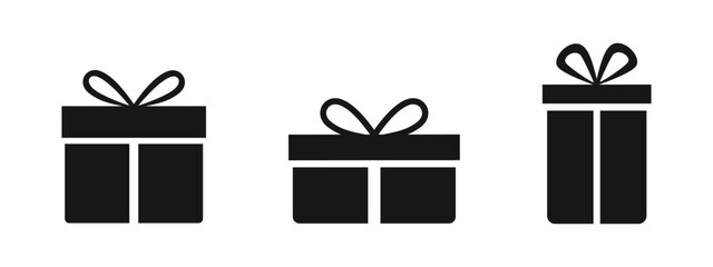 Set of gift box icon. Present gift box icons. Gift and surprise.. gift boxes with ribbon icons Set. Christmas gift icon illustration