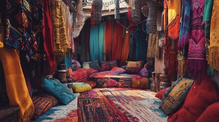 cultural stalls, vibrant marketplace, traditional goods, local crafts, ethnic display