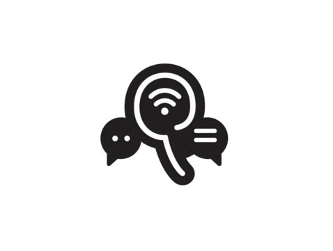 a black logo with a wifi symbol