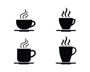 Coffee cup vector icon set. Cups of hot coffee or tea symbol collection isolated on white background