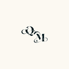 bold and hairline initial wedding monogram elegant MQ fancy curve logo letter