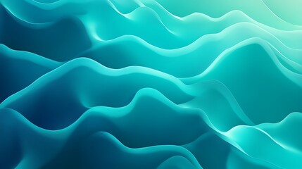 Obraz premium Fluid Teal Waves: Abstract 3D Render in a Serene, Dreamlike Style. AI Generated