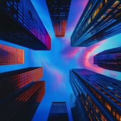 Stunning Skyscrapers at Sunset  Cityscape  Architecture  Urban  Twilight  Modern Buildings