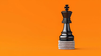 The chess piece and coins represent the process of making strategic decisions and planning financial investments.