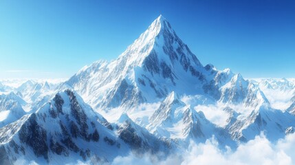 Obraz premium Majestic Snow Covered Mountain Peaks Rise Above Clouds