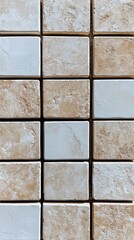 Beige and White Tile Mosaic  Textured Stone Background  Home Decor  Interior Design