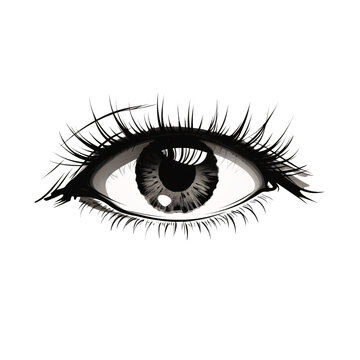 a grey eye with long eyelashes