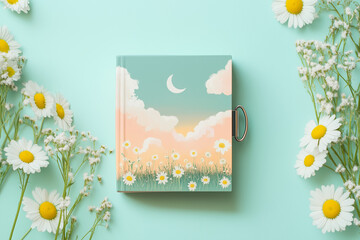 Flashcards featuring nature and a moon illustration designed for foreign word study in a creative educational setting