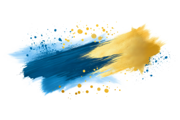 Dynamic blue and gold grunge brush strokes digital art abstract creative design vibrant composition