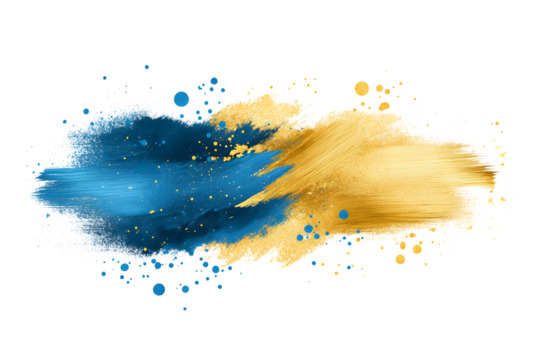 Dynamic blue and gold grunge brush design digital art abstract artistic environment vivid concept