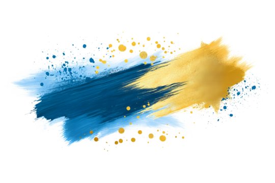 Dynamic blue and gold grunge brush strokes digital art abstract creative design vibrant composition