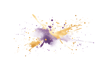 Dynamic violet and gold grunge brush strokes art abstract illustration creative design white