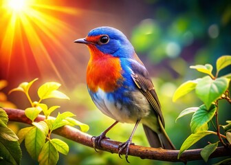 Obraz premium Vibrant Wild Bird Posing on Branch - Stunning Nature Photography