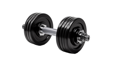 a dumbbell with a metal handle