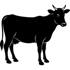 Cow Silhouette On White Background