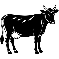 Cow Silhouette On White Background