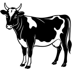 Cow Silhouette On White Background