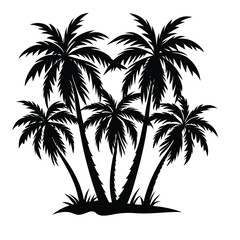 Elegant Black Silhouette of Tropical Palm Trees