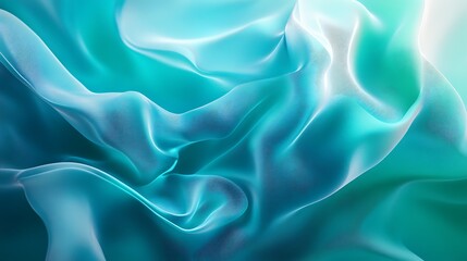 Obraz premium Close-Up Photo: Dreamy Teal Silk Fabric Draped Elegantly. AI Generated