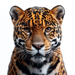 Obraz premium An image of a jaguar standing alone on a white surface.