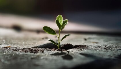  Against All Odds - A small plant growing out of concrete, symbolizing resilience, hope, and determination