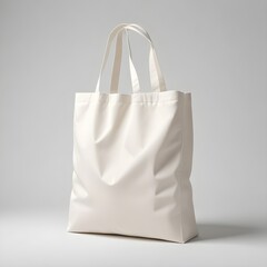 A white cotton mockup tote bag printed on it in a minimalist, sans-serif font