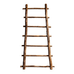 a wooden ladder on a white background