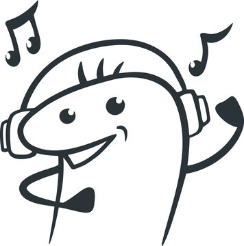 listening music cartoon character headphones clip art preview