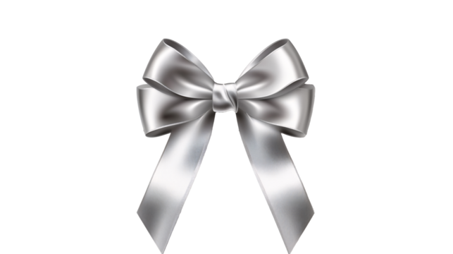 a silver bow with a pattern on it